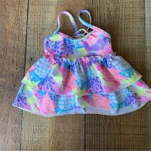 Blueberry bay girls tankini swimsuit neon ruffle top -2T